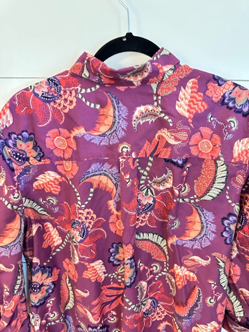 Chicos 16 non-iron paisley cotton spandex plus size button down classic blouse - Picture 9 of 12